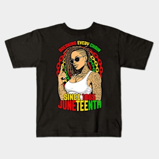 Juneteenth Breaking Every Chain Since 1865 Loc’d Black Girl Kids T-Shirt